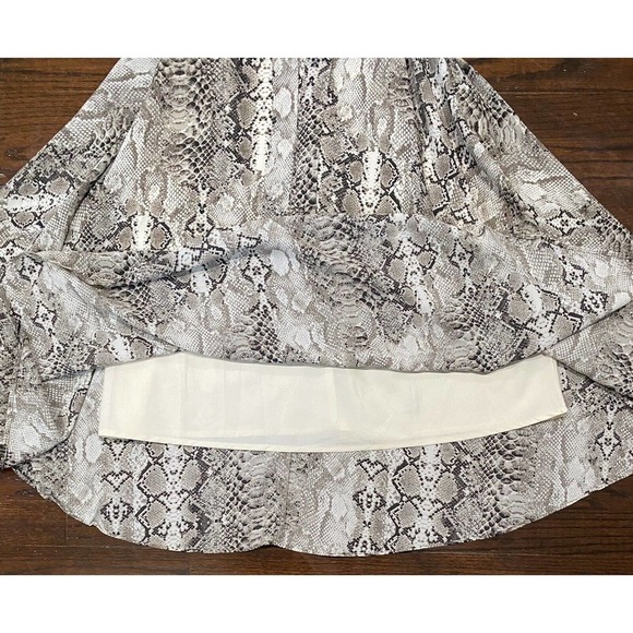 Nanette Lepore Brown Snake Print Tie Waist Shirt Dress Size 14 Slip Dress Lined - Picture 9 of 12